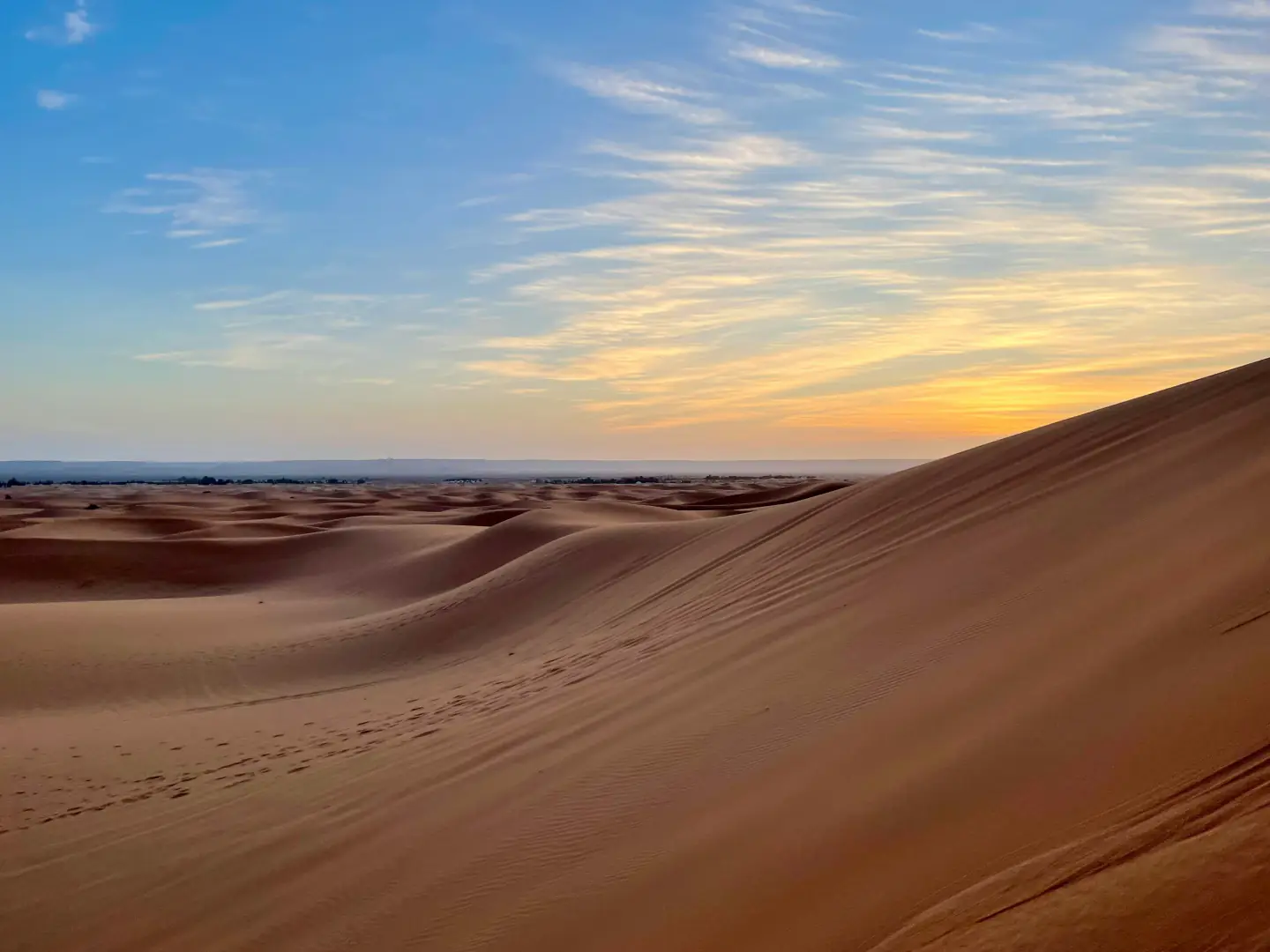 Sahara desert sunset panorama